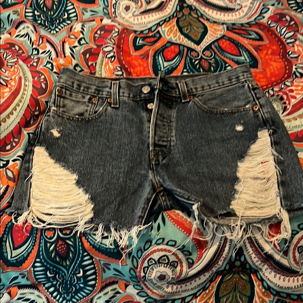 Signature by Levi Strauss Blue Jean Shorts Distressed Style